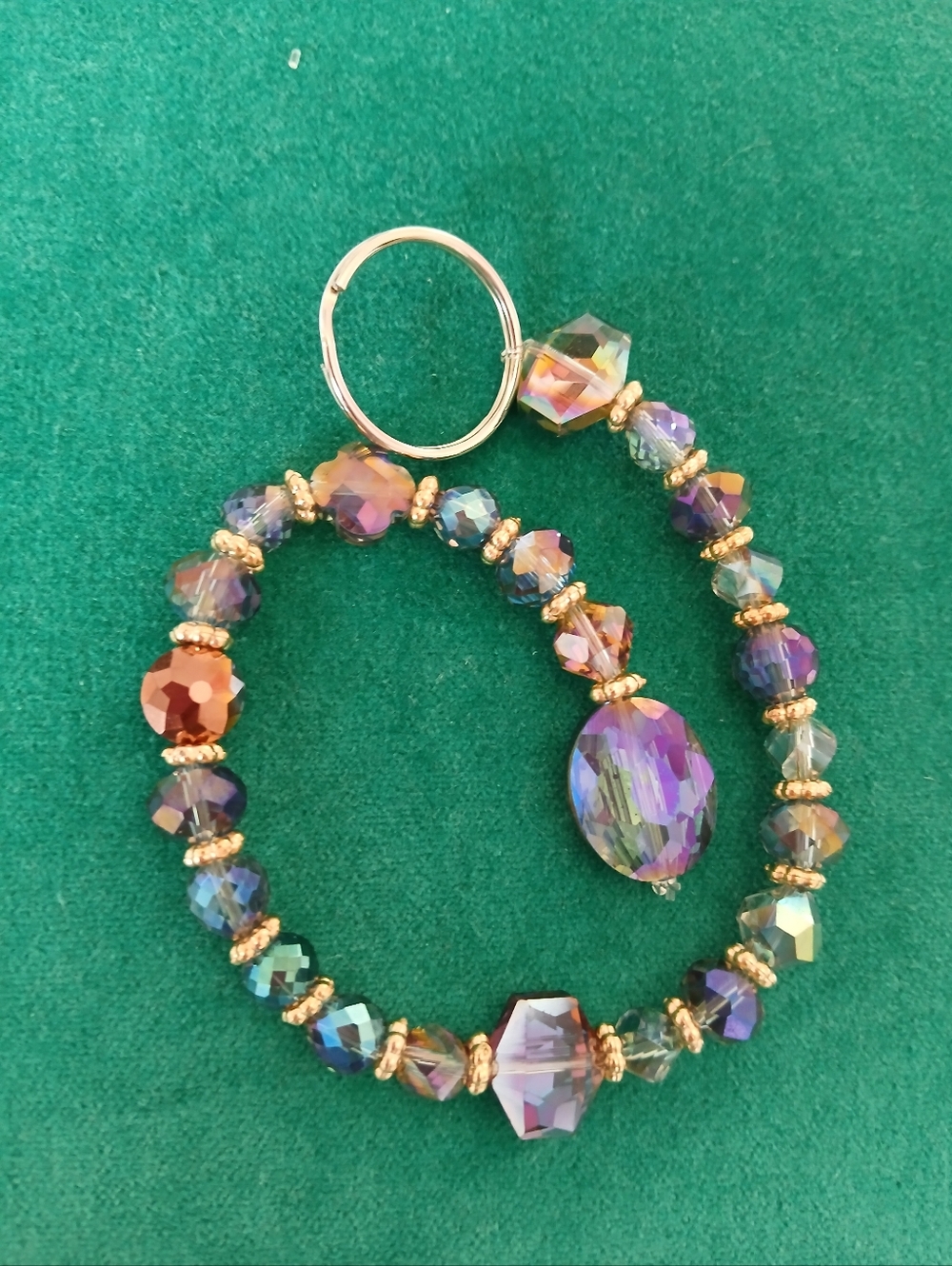 Gold-Accent Iridescent Purple Beaded Sun Catcher Glass Crytal Beads